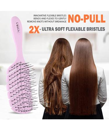 Fiora Naturals Detangler Brush - Bio-Friendly, Ultra-Soft Bristles - For Curly, Straight, Black Hair - Women, Men, Kids - Pink - Buy Online on GoSupps.com