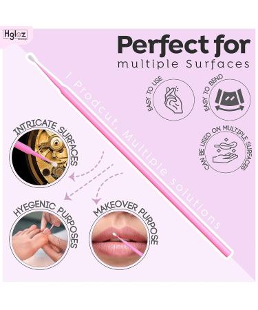HGLOZ Microswabs for Eyelash Extensions (Pack of 500) - 2mm Pink Soft Micro Applicator Brush for Makeup Application and Cleaning - Buy Online on GoSupps.com