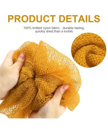 2 Piece African Net Bath Sponge Set - Exfoliating Long Body Scrubber & Back Washcloth (Yellow) - Perfect for Daily Use & Stocking Stuffers - Buy Online on GoSupps.com