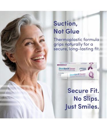 Denttach Seven Denture Adhesive, Thermoplastic Denture Adhesive Up to 7 Days, Extra Strong Waterproof, Secure Denture Grip & Cushion, Refit, Reliner for Upper & Lower Dentures, Comfortable, Zinc Free 1 - Buy Online on GoSupps.com