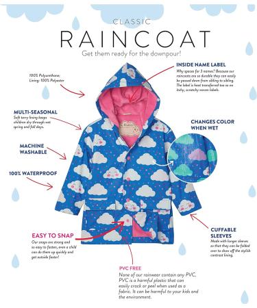 Hatley Girls' Cheerful Clouds Colour Changing Raincoat - Size 10 Years - Buy Online on GoSupps.com