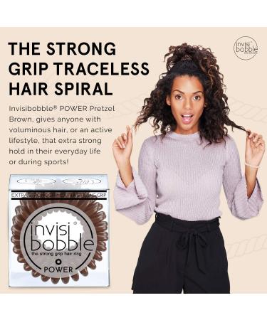 Invisibobble Power Hair Tie Pretzel Brown | 3x Ultra-Strong Hold Hair Ties | Original Design from Munich - Buy Online on GoSupps.com