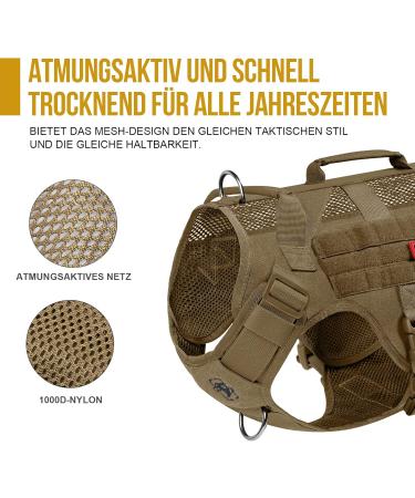 Oneigris No-Pull Dog Harness - Ultra Breathable Adjustable Mesh Vest for Large/Medium Dogs with 2 Handles - Brown (L: Neck 45-63cm Breast 68-91cm) - International Shipping Available - Buy Online on GoSupps.com