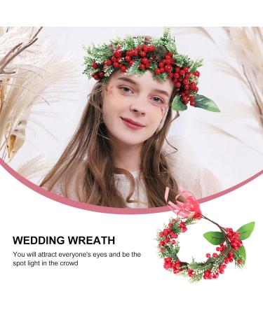 Frcolor Christmas Flower Crown with Berries | Bridal & Bridesmaid Headband Wreath | Wedding Hair Accessories for International Shipping - Buy Online on GoSupps.com