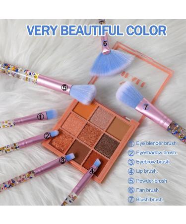 Buy 7 Pcs Crystal Glitter Makeup Brush Set - Cute Synthetic Brushes for Eyeshadow Blush Foundation & Lipstick - Perfect for All Skin Types (Blue) - International Shipping Available - Buy Online on GoSupps.com