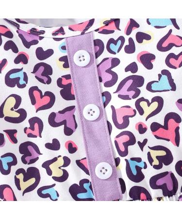 Girls Summer Dresses - Short Sleeve Dinosaur Leopard Print A-Line Toddler Outfit | A-purple 3-4T - Buy Online on GoSupps.com