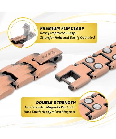 MagnetRX Women's Pure Copper Magnetic Bracelet for Arthritis & Carpal Tunnel Relief - Adjustable Length - Classic Style - Buy Online on GoSupps.com