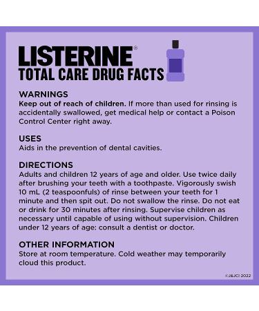 Listerine Total Care Anticavity Fluoride Mouthwash | 6-in-1 Oral Rinse | Kills 99% Bad Breath Germs | Prevents Cavities | Strengthens Teeth | Fresh Mint | 1L (Pack of 2) - Buy Online on GoSupps.com