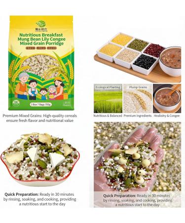 Congee Nutritif De Grains M lang s De Lys De Haricot Mungo De 500g Bouillie De Petit D jeuner Rapide De 30 Minutes Cuisini re/cuiseur Riz Facile Repas Sain - Buy Online on GoSupps.com