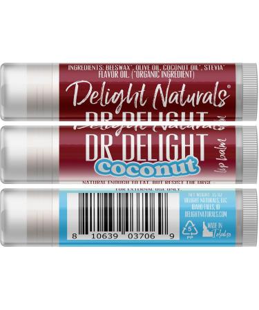Dr Delight Coconut Lip Balm - Set of Three | Moisturizing & Natural Flavor | Shop Internationally - Buy Online on GoSupps.com
