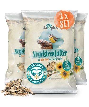 Ida Plus - bird streuzes without wheat for wild birds & birds 4500 g - winter streufutter - year -round bird feed - Optimal mixture for all birds - Food is free of wheat fatty & energy -rich 3x 1500 g