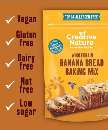 Creative Nature Banana Bread Vegan Cake Mix - Gluten Free, Nut Free, Dairy Free | Top 14 Allergen Free | 6 Pack, 6 Count - Perfect for Allergy-Friendly Baking - Buy Online on GoSupps.com