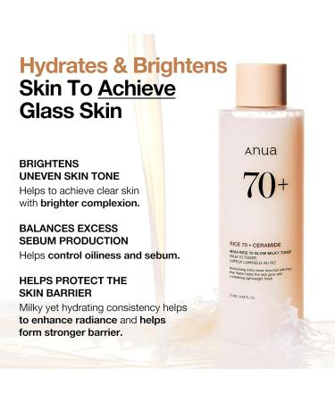 Cosmecca Korea co LTD ANUA Rice 70 Glow Milky Toner For Glass Skin Rice Water Niacinamide Ceramides 250 ml845 FlOz Beige - Buy Online on GoSupps.com