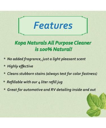 Kopa Naturals All Purpose Cleaner Multi-Surface Cleaning Spray All Natural Unscented 1 Liter Spray Bottle - Buy Online on GoSupps.com