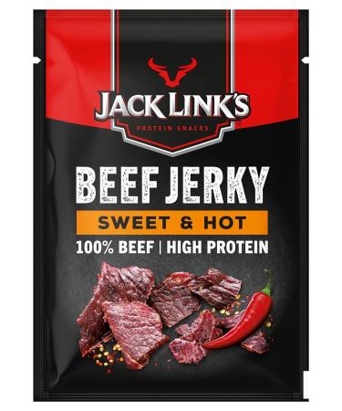 Jack Link's Beef Jerky Sweet & Hot - 12 Pack (12 x 25g) | High Protein Dried Meat Snack - International Shipping Available - Buy Online on GoSupps.com