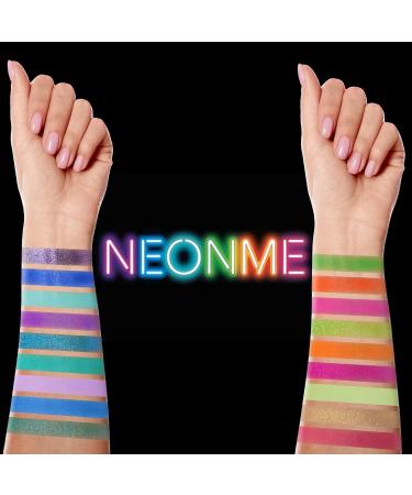 Shop Neonme Eyeshadow Palette | 18 Fluorescent Colors for Vibrant Eye Makeup - Glitter Matte & Shimmer - Buy Online on GoSupps.com