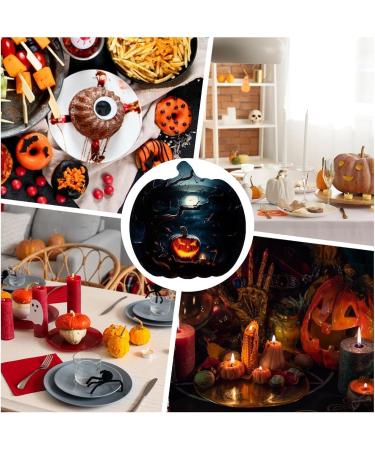 Fovolat Pumpkin Halloween Plates | Black Scary Pumpkin Paper Plates - 9Inch Pumpkin Shaped Dinner Platter Supplies for Autumn Tableware for Candy Treat Cake Snack - Buy Online on GoSupps.com