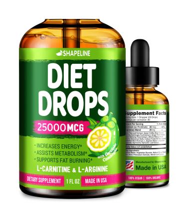 Weight Loss Drops Appetite Suppressant for Women & Men L-Arginine & L-Glutamine 1 Fl oz