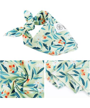 Green Dog Bandana & Matching Scrunchie Set for Medium Large Dogs - Pet Owner Gift - Washable Kerchief Bibs - Birthday Gift - 05-Green White - Large - Buy Online on GoSupps.com