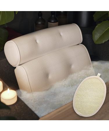 Bathtub Pillow for Soaking Tub - 6 Non Slip Suction Cups - Soft and Extra Thick Bathtub Pillows for Head and Back with Cushion for Neck and Shoulder Support - Pillow for Bathtub, Shower Tub, Hot Tub