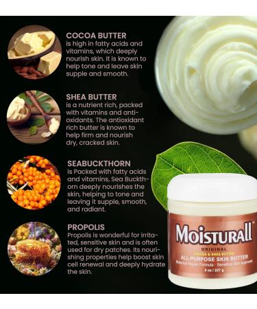 Beesaluxe Moisturall Original All-Purpose Body & Face Butter - Propolis Honeyquat Cocoa & Shea - Rich Moisturizer for Sensitive Dry Skin (8 Ounce) - Buy Online on GoSupps.com