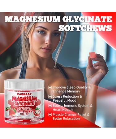 Magnesium Glycinate Soft Chews Strawberry Flavor.Chewable Sugar Free Potassium Magnesium Chews with Magnesium Glycinate Vitamin D B6 and CoQ10 for Calm Support & Sleep for Adults 60 Days Supply - Buy Online on GoSupps.com