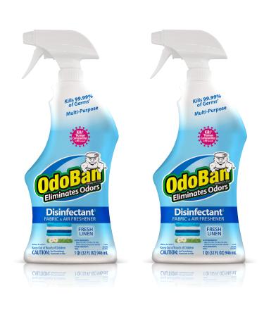 OdoBan Ready-to-Use 32oz Spray Bottle 2-Pack, Fresh Linen Scent - Odor Eliminator, Disinfectant, Flood Fire Water Restoration 2 Sprays