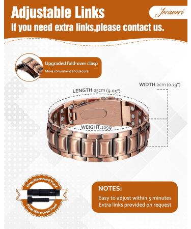 Jecanori 3X Strength Copper Bracelets for Men - Magnetic 3800 Gauss Bracelets with Premium Fold-Over Clasp - Buy Online on GoSupps.com