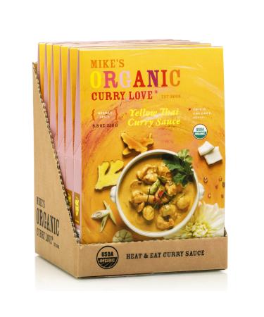MIKE'S ORGANIC CURRY LOVE Premium Yellow Thai Curry Sauce ORGANIC. VEGAN. DAIRY FREE. MADE IN THAILAND. | case of 6 x 8.8 oz pouches
