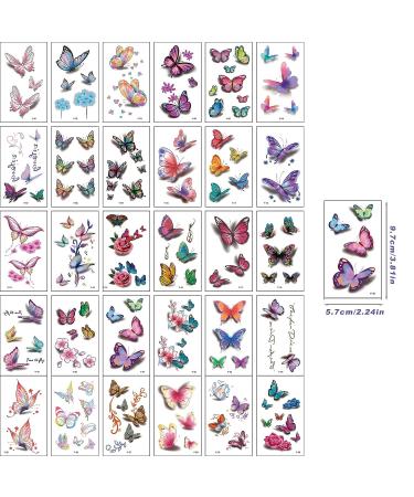 Coszeos 3D Butterfly Temporary Tattoos - 60 Colorful Sheets for Women, Girls, and Kids | Waterproof Body Art Stickers for Face, Arms - Birthday Party Favors & Gifts - Buy Online on GoSupps.com