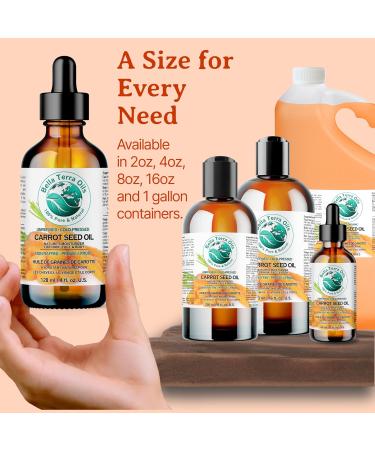Pure Carrot Seed Oil 236 ml Rich in Vitamins Rejuvenating Hydrating Perfect for Hair & Skin Bella Terra Oils  - Buy Online on GoSupps.com