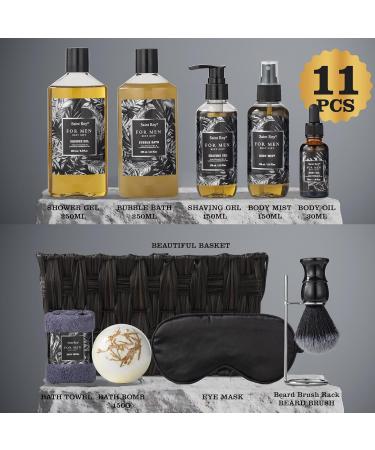 Premium Beard Shaving Kit for Men - Complete Grooming Set with Brush Shave Gel Oil Bath Bomb & More | Perfect Spa Gift for Dads & Sons - Buy Online on GoSupps.com