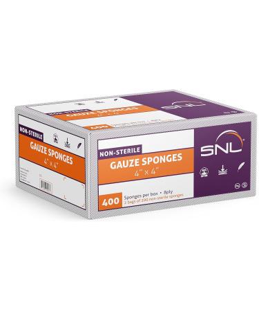 SNL Quality Non-Sterile Latex Free Gauze Sponge Pads - 8 Ply 4x4 Inches - Box of 400 - Ideal for Wound Care & First Aid Supplies - Buy Online on GoSupps.com