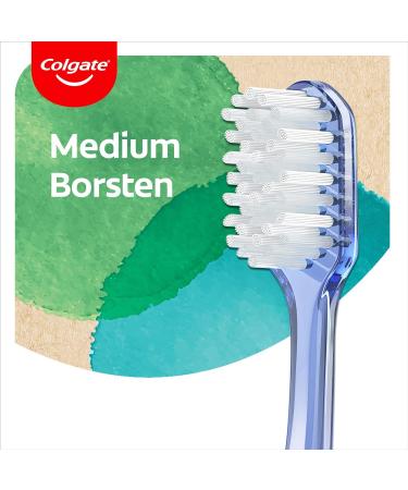Buy Colgate RecyClean Medium Toothbrush - Eco-Friendly Manual Toothbrush with Plant-Based Bristles & 100% Recycled Plastic Handle | International Shipping Available - Buy Online on GoSupps.com