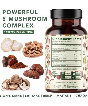 Plant.O Premium Lion's Mane Nootropic Brain Supplement - 5 Mushroom Complex for Immunity, Focus & Memory Boost - 90 Caps - Buy Online on GoSupps.com