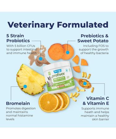 Buy Vetnique Labs Profivex Probiotics for Dogs - All Natural Digestive Health Chews & Powder (8.5oz) - 5 Probiotic Strains & Prebiotics - Buy Online on GoSupps.com