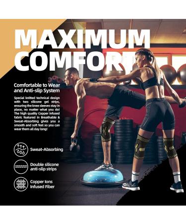 2 Pack Copper Knee Support for Women/Men - Knee Brace Compression Sleeve Best Knee Sleeves Supports for Arthritis Meniscus Tear Knee Joint Pain MCL ACL Running Sports M Copper (Pack of 2) - Buy Online on GoSupps.com