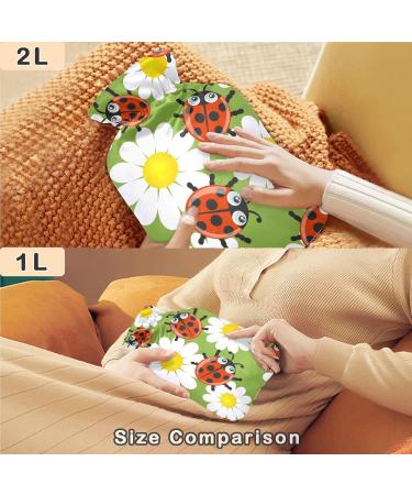 NAANLE Cartoon Daisy Lady Beetle Hot Water Bottle - 1L for Menstrual Cramps Pain Relief & Heat Therapy - Transparent Design - Buy Online on GoSupps.com
