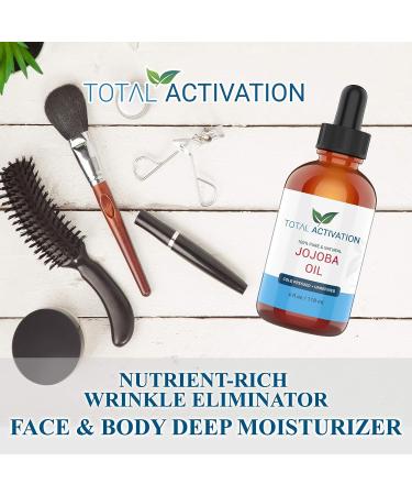 Total Activation Organic Jojoba Oil for Skin, Hair & Nails - 100% Pure, Unrefined, Cold Pressed - Natural Face Moisturizer - Large 4 oz Bottle - Buy Online on GoSupps.com