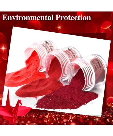Honey Joy Dip Powder Nail Kit Starter Set | 4 Colors Deep Red Glitter & Holographic Black | Dipping Powder Liquid Set with Base Top Coat | Nail Art Manicure Salon DIY | No LED Lamp Needed | Dip-7pcs-08 - Buy Online on GoSupps.com