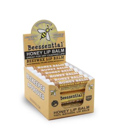 Beessential Natural Bulk Lip Balm Honey 18 Pack | For Men Women and Children. Great for Gifts Showers & More