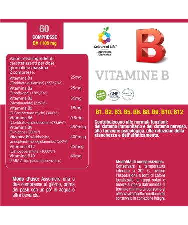 Colours of Life Vitamins B Complex - Suppl ment de vitamines du groupe B - Sans gluten et v g talien 60 comprim s - Buy Online on GoSupps.com