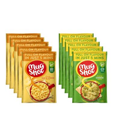 Mug Shot Instant Pasta Ready Meal - Quick Cheesy Pasta Perfect for Vegetarian Pasta Pot Mix Mac n Cheese (5 pk) and Creamy Cheese (5 pk) 10 pack total -Ready in Five Min Macaroni Cheese Instant Food Cheesy Pasta & Mac n Cheese - Buy Online on GoSupps.com