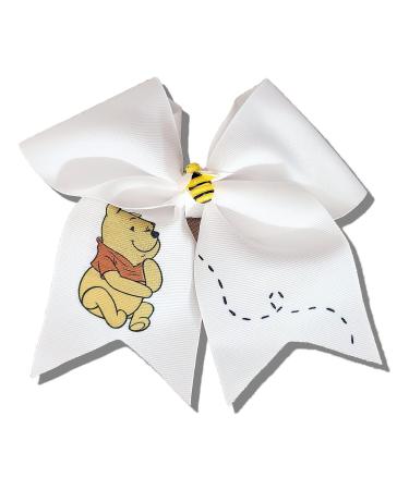 White Winnie the Pooh Cheer Bow with Bumble Bee Center - Hair Accessory - Buy Online on GoSupps.com