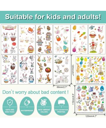 Easter Temporary Tattoos for Kids - 106 PCS Fake Tattoos for Easter Egg Party - Tattoos Stickers Toys for Easter Decorations Games Prizes - Buy Online on GoSupps.com