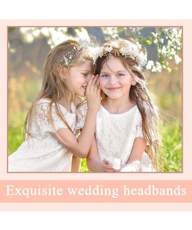 Wedding Flower Girl Headband Set - Rhinestone & Faux Pearl Hair Piece for Bride - Silver Bridal Accessories for Girls - Ideal for Wedding, Communion, Prom - Buy Online on GoSupps.com
