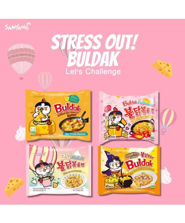 Buldak Ramen Noodles 4 Flavor Variety Combo - Total 4 pack (1 Pack ea) - Cheese Carbonara Quattro Cheese Cream Carbonara - Spicy Ramen Noodles Samyang Buldak Ramen Korean Spicy Hot Chicken - Buy Online on GoSupps.com