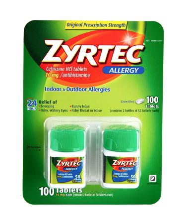 Zyrtec Prescription-Strength Allergy Medicine Tablets, 10 mg, 50 Count, Pack of 2