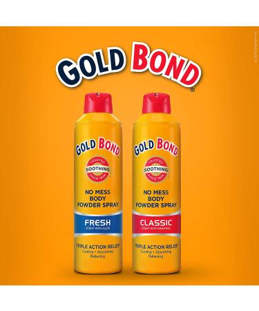 Gold Bond No Mess Body Powder Spray 7 oz. - Fresh Scent With Aloe | Fast and Easy Application - Buy Online on GoSupps.com