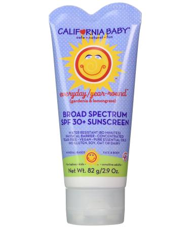 California Baby SPF30+ Sunscreen Lotion  Everyday/Year Round  Water Resistant and Hypo-Allergenic  2.9 Ounce
